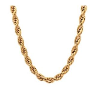 NWT Steeltime Men's 18k Gold Plated Stainless Steel Rope Chain 24" Necklace Gold